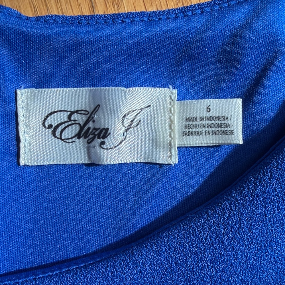 ✨$30✨Eliza J•Cap Sleeve Tiered Drop Waist A-Line Dress | Cobalt Blue | Size 6 - Picture 11 of 12